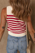 Textured Striped Sleeveless Crew Neck Knit Top