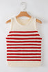Textured Striped Sleeveless Crew Neck Knit Top
