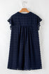 Textured Swiss Dot Notched Neck Ruffled Mini Dress