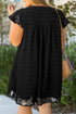 Textured Swiss Dot Notched Neck Ruffled Mini Dress