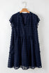 Textured Swiss Dot Notched Neck Ruffled Mini Dress