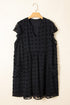 Textured Swiss Dot Notched Neck Ruffled Mini Dress