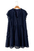 Textured Swiss Dot Notched Neck Ruffled Mini Dress