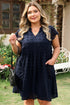 Textured Swiss Dot Notched Neck Ruffled Mini Dress