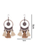 Textured Tassel Fringe Round Drop Statement Earrings