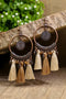 Textured Tassel Fringe Round Drop Statement Earrings