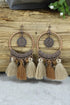 Textured Tassel Fringe Round Drop Statement Earrings