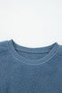 Textured Teddy Fleece Balloon Sleeve Crew Neck Pullover