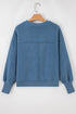 Textured Teddy Fleece Balloon Sleeve Crew Neck Pullover