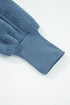 Textured Teddy Fleece Balloon Sleeve Crew Neck Pullover