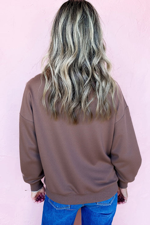 Textured Terry Cloth Color Block Bow Graphic Pullover Sweatshirt