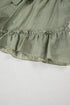 Textured Tie Waist Ruffle Hem Casual Shorts