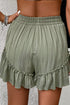 Textured Tie Waist Ruffle Hem Casual Shorts