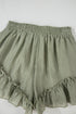 Textured Tie Waist Ruffle Hem Casual Shorts