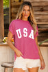 Textured USA Graphic Crew Neck Short Sleeve Tee
