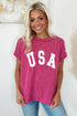 Textured USA Graphic Crew Neck Short Sleeve Tee