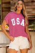 Textured USA Graphic Crew Neck Short Sleeve Tee