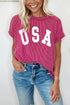 Textured USA Graphic Crew Neck Short Sleeve Tee