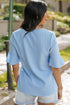 Textured V Neck Bell Sleeve Relaxed Blouse
