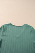 Textured V Neck Bell Sleeve Relaxed Blouse