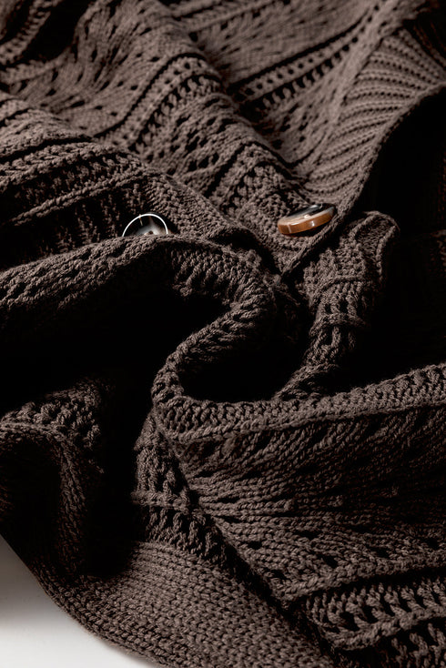 Textured V Neck Button Front Long Sleeve Cardigan