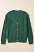 Textured V Neck Button Front Long Sleeve Cardigan