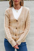 Textured V Neck Button Front Long Sleeve Cardigan