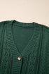 Textured V Neck Button Front Long Sleeve Cardigan