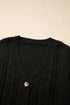 Textured V Neck Button Front Long Sleeve Cardigan