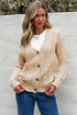 Textured V Neck Button Front Long Sleeve Cardigan