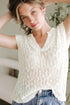 Textured V Neck Cap Sleeve Knit Top