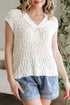 Textured V Neck Cap Sleeve Knit Top