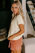 Textured V Neck Cap Sleeve Knit Top