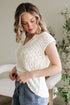 Textured V Neck Cap Sleeve Knit Top