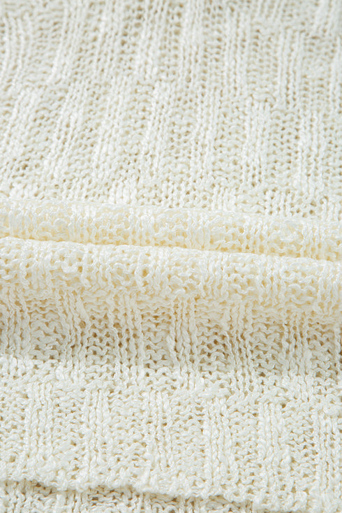 Textured V Neck Cap Sleeve Knit Top