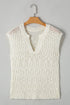 Textured V Neck Cap Sleeve Knit Top