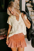 Textured V Neck Cap Sleeve Knit Top