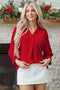 Textured V Neck Collared Oversized Tunic Shirt