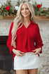 Textured V Neck Collared Oversized Tunic Shirt