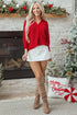 Textured V Neck Collared Oversized Tunic Shirt