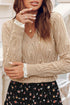 Textured V Neck Embellished Knit Sweater