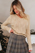 Textured V Neck Embellished Knit Sweater
