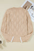 Textured V Neck Embellished Knit Sweater