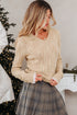 Textured V Neck Embellished Knit Sweater