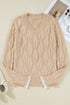 Textured V Neck Embellished Knit Sweater