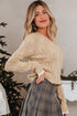 Textured V Neck Embellished Knit Sweater