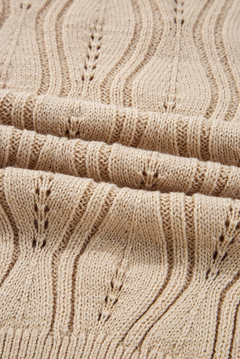 Textured V Neck Embellished Knit Sweater