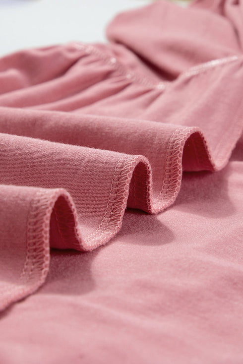 Textured V Neck Flutter Sleeve Ruffled Maxi Dress