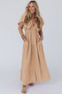 Textured V Neck Flutter Sleeve Ruffled Maxi Dress