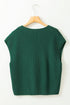 Textured V Neck Pocket Detail Cap Sleeve Knit Top